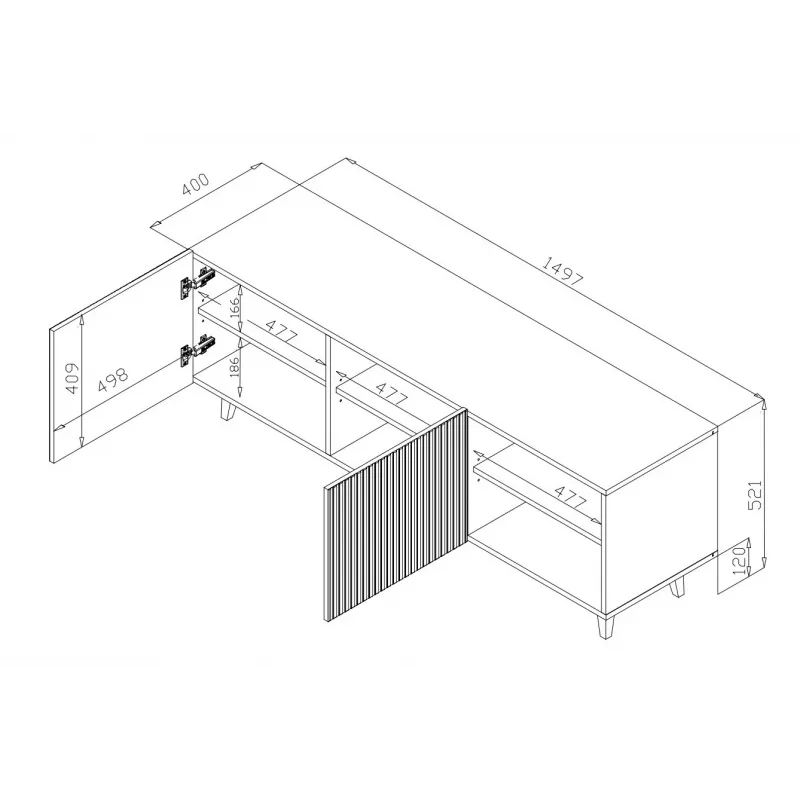 Móvel RTV Cama PAFOS 150x42x52 branco mate