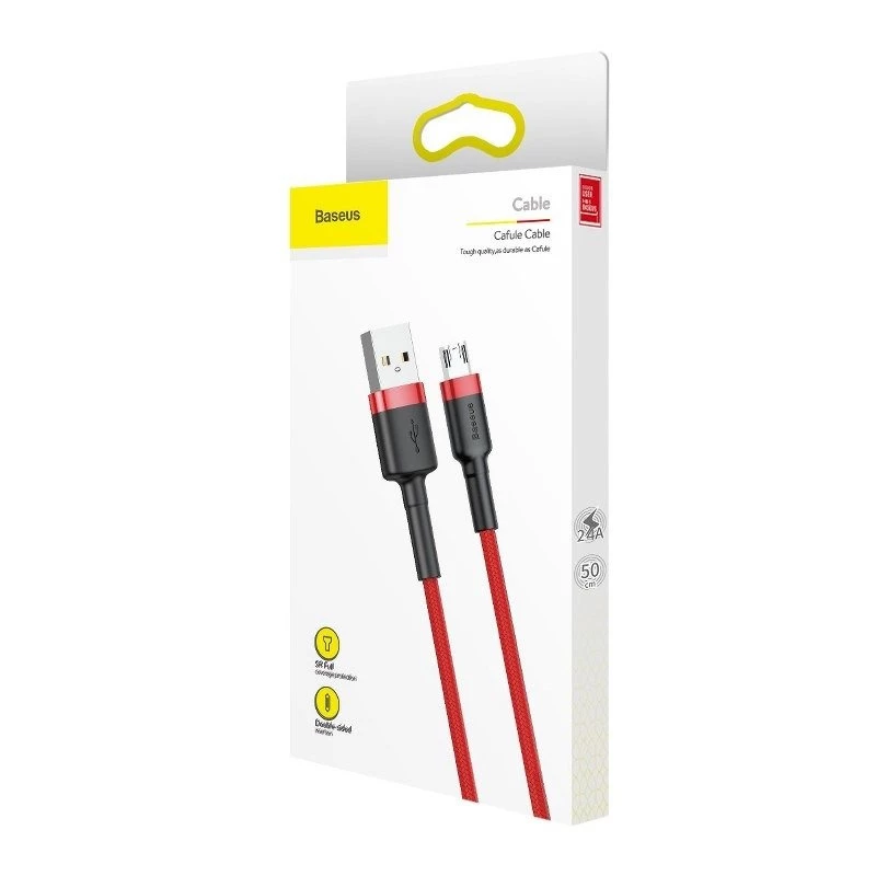 Cabo USB Baseus CAMKLF-C09 2m USB A para Micro-USB B vermelho