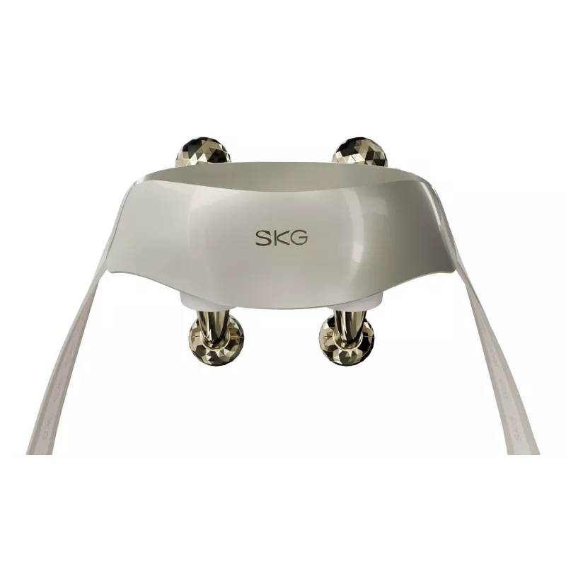 SKG H7 Ultra-E – cabeças de massagem douradas, massagem combinada, massagem por compressão, massagem por amassamento, massagem por vibração, pescoço, ombros, dourado, plástico, botões, bateria