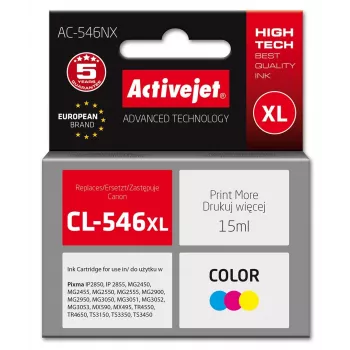 Tinteiro Activejet AC-546NX para Canon, substituto para Canon CL-546XL; Supreme; 15 ml; cor, ciano, magenta, amarelo