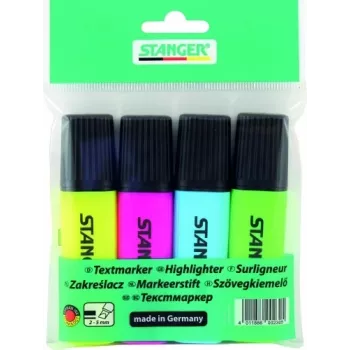 Marcador de texto STANGER, 1-5 mm, conjunto 4 unid. 180009000