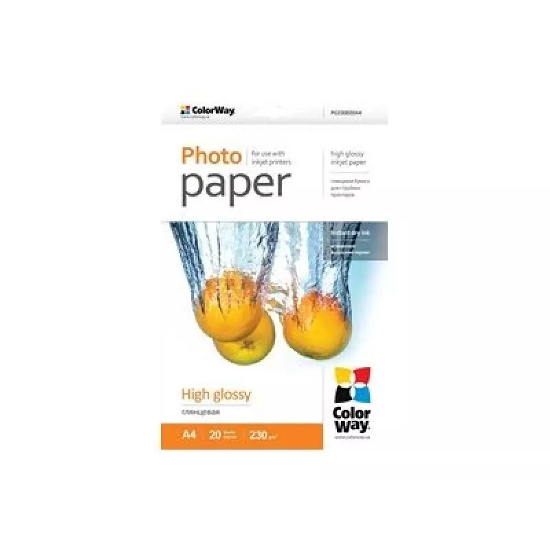 Papel fotográfico brilhante Colorway PG230020A4 A4 branco
