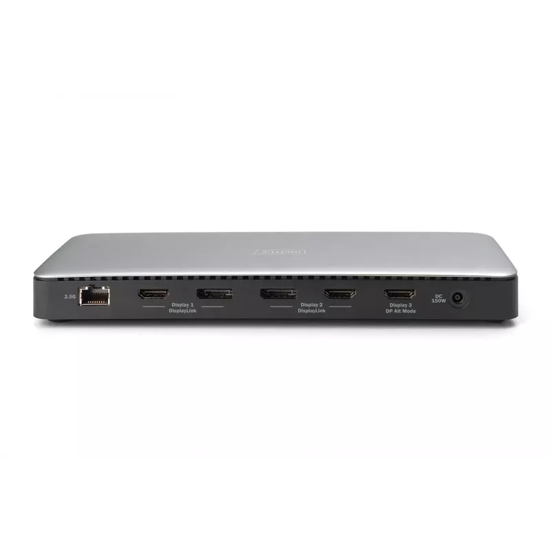 Digitus DA-70918 estação de acoplamento USB-C, 13 portas, 3x HDMI, 2x DP, 4x USB-A, 1x USB-C, RJ-45 1GbE, SD, áudio, 150 W