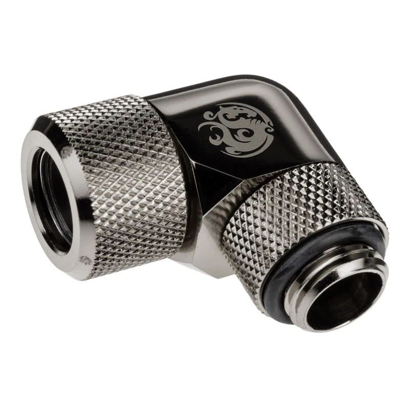 Adaptador 90° BitsPower Advanced Multi-Link G1/4 polegadas macho para tubo rígido 12 mm OD, rotativo