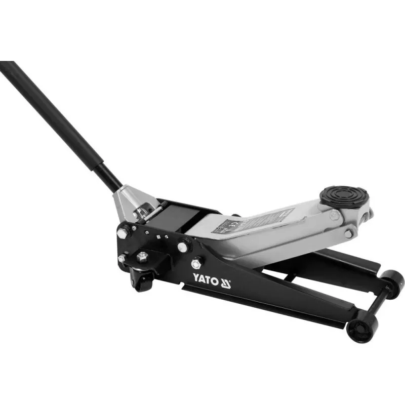 Macaco mecânico YATO YT-17207 — capacidade 2.500 kg, curso 8–50,8 cm, 4 rodas, 34 kg