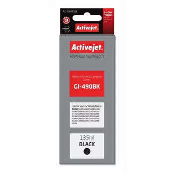 Tinteiro ActiveJet AC-G490Bk preto, compatível para Canon GI-490BK, preto pigmentado 135 ml, elevado rendimento (XL)