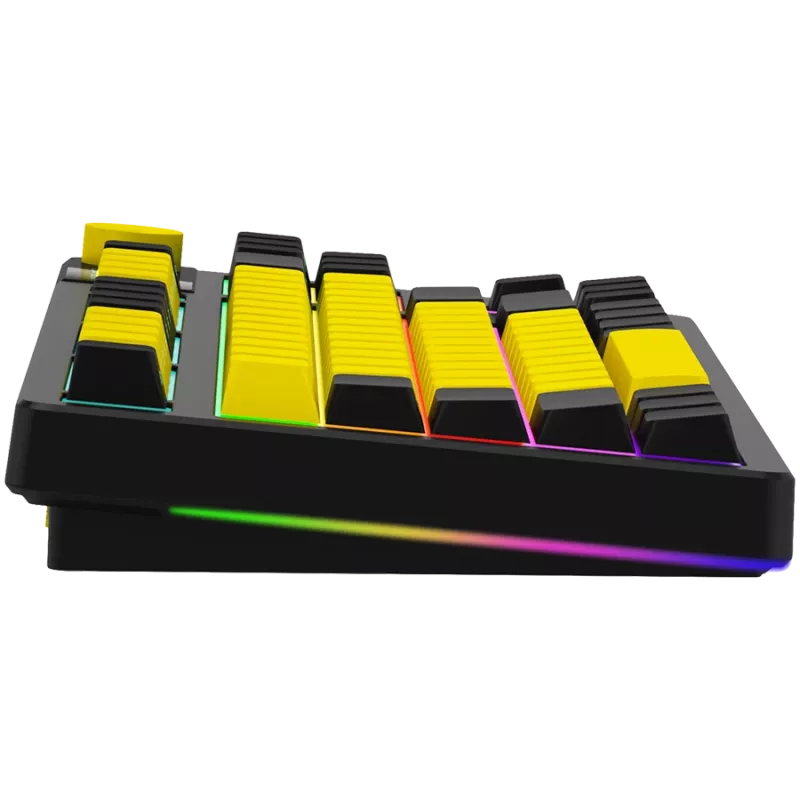 LORGAR KBP70TKLW, teclado gaming mecânico TKL sem fios Pro, preto/amarelo, layout EN