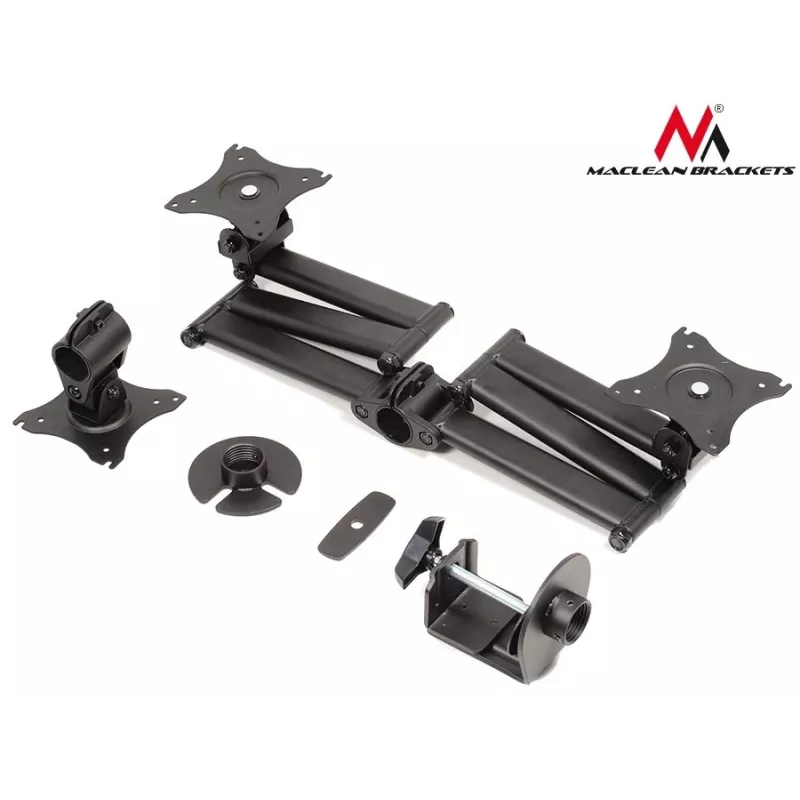 Suporte de mesa para monitor MACLEAN MC-691 para 3 monitores – ajustável em altura e inclinável