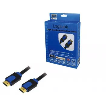 Cabo HDMI LogiLink High Speed, com Ethernet cabo, 1,0 m para transmissão de dados de áudio, vídeo e Ethernet (CHB1101)