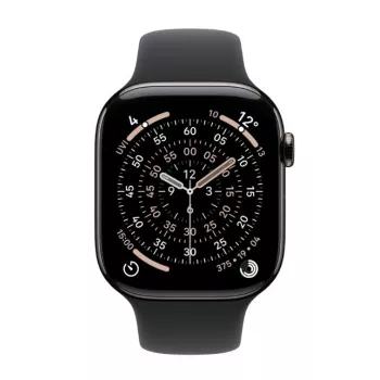 Smartwatch Apple Watch Series 11 GPS + Cellular 46mm Caixa de titânio sideral com bracelete desportiva preta M/L