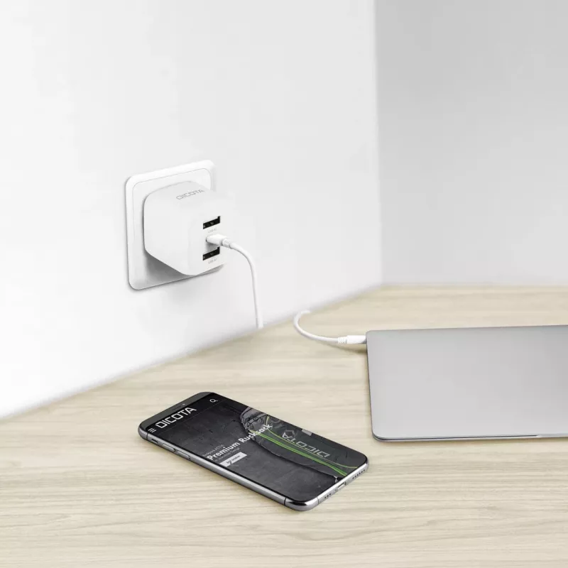 DICOTA D32069 Carregador para dispositivos móveis Portátil, Smartphone Branco AC Carregamento rápido Interior