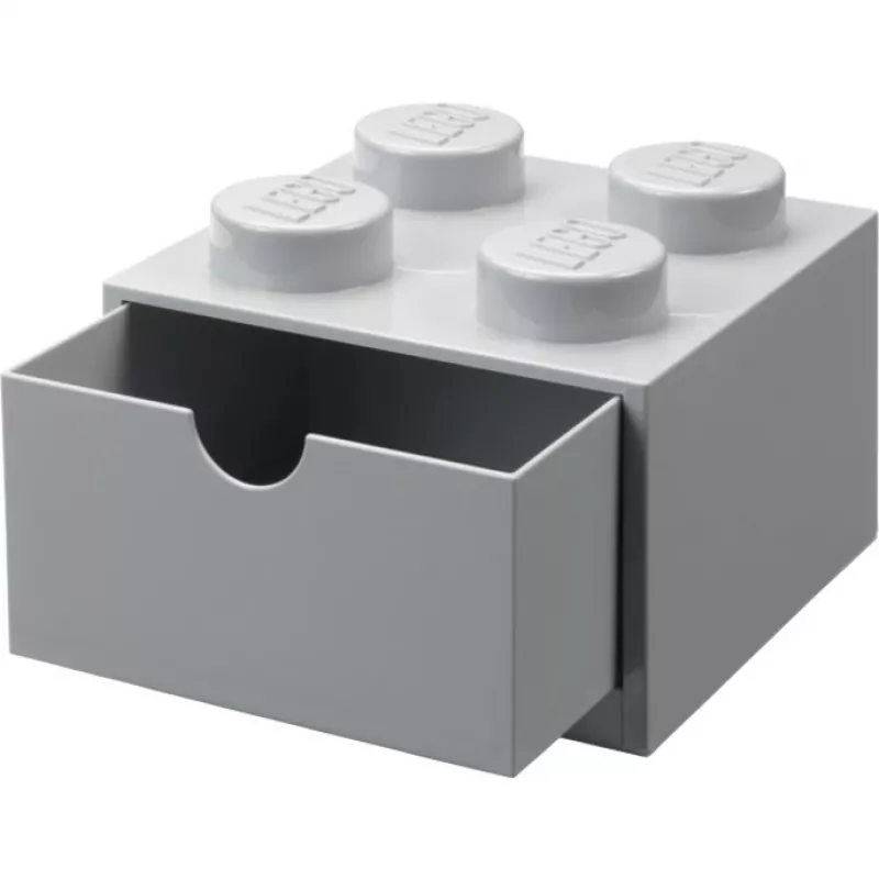 LEGO Gaveta de secretária 4, caixa de arrumação Cinzento, com studs