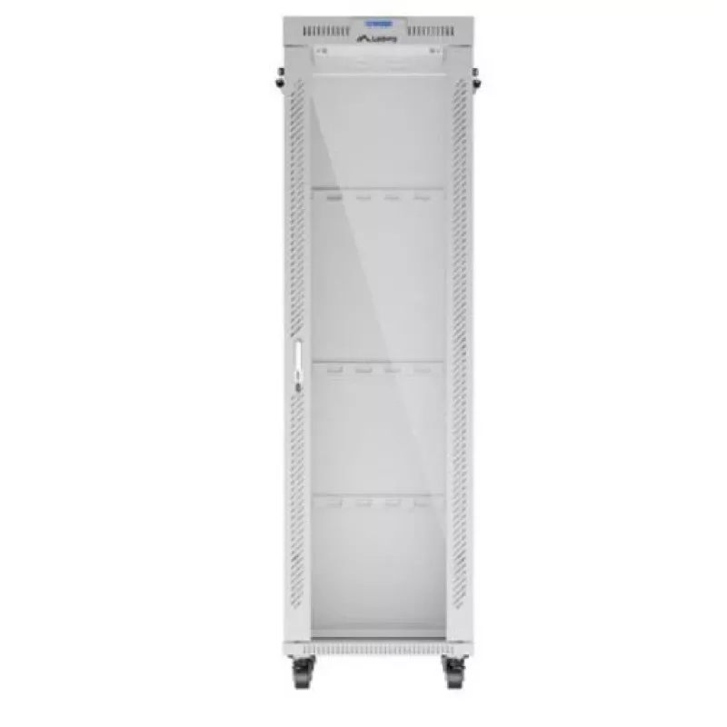 Lanberg FF01-6842-12SL armário rack de chão de 19" 42U 600x800x2122 mm, porta de vidro, LCD, flat pack, 1200 kg, IP20, cinzento