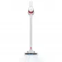Aspirador com bateria Adler AD 7051 — 300 W máx., bateria 22,2 V, 0,6 L sem saco, tubo de aço inoxidável, EPA F8, luz LED, branco/vermelho