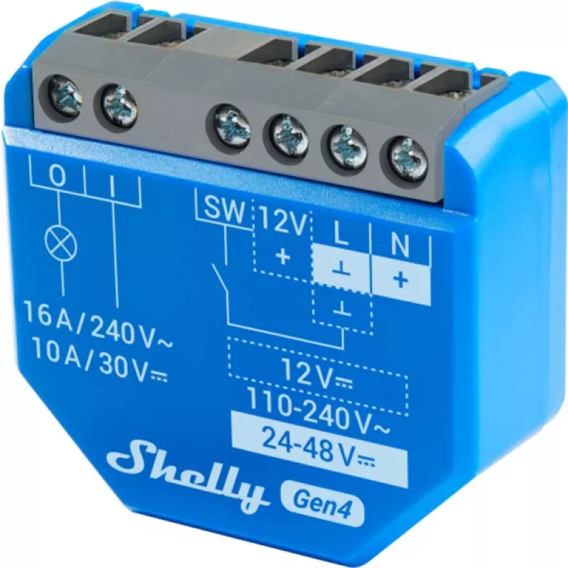 Interruptor inteligente Shelly 1 Gen4, sem fios, 240 V AC, Bluetooth 5.0/Wi‑Fi/ZigBee, caixa de plástico, 42×16×37 mm, pack de 2