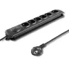 Proteção contra sobretensões Qoltec 50172 preto 6 tomadas AC 230V 5m