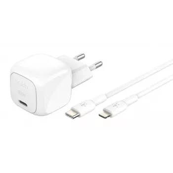 Carregador USB-C 30W Belkin WCA008KQ1MWH-B5 PD PPS, fonte de alimentação compacta para telefones e tablets