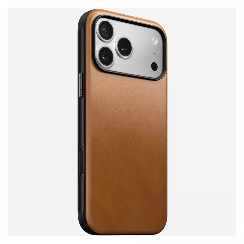 Capa para telemóvel Nomad Modern Leather Case Cover para iPhone 17 Pro Max, 17,5 cm (6,9 polegadas), Tan, couro + PC/TPU