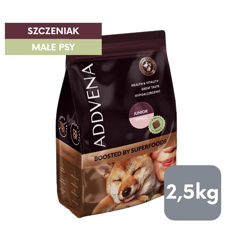 ADDVENA Boosted by superfoods Junior Small Beef - alimentação seca para cães - 2,5 kg