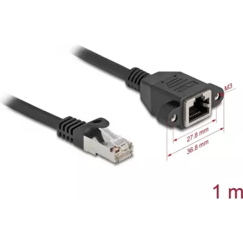 Cabo de rede DeLOCK 90775 preto 1 m Cat6a S/FTP RJ-45