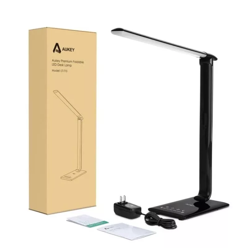 Candeeiro de secretária LED Aukey LT-T10 12W 3000–6500K — temperatura de cor ajustável, preto