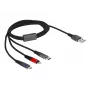 Delock - cabo Lightning, apenas para carregamento - USB macho para Micro-USB Type B, Lightning, USB-C macho - 1,0m - preto (87277)