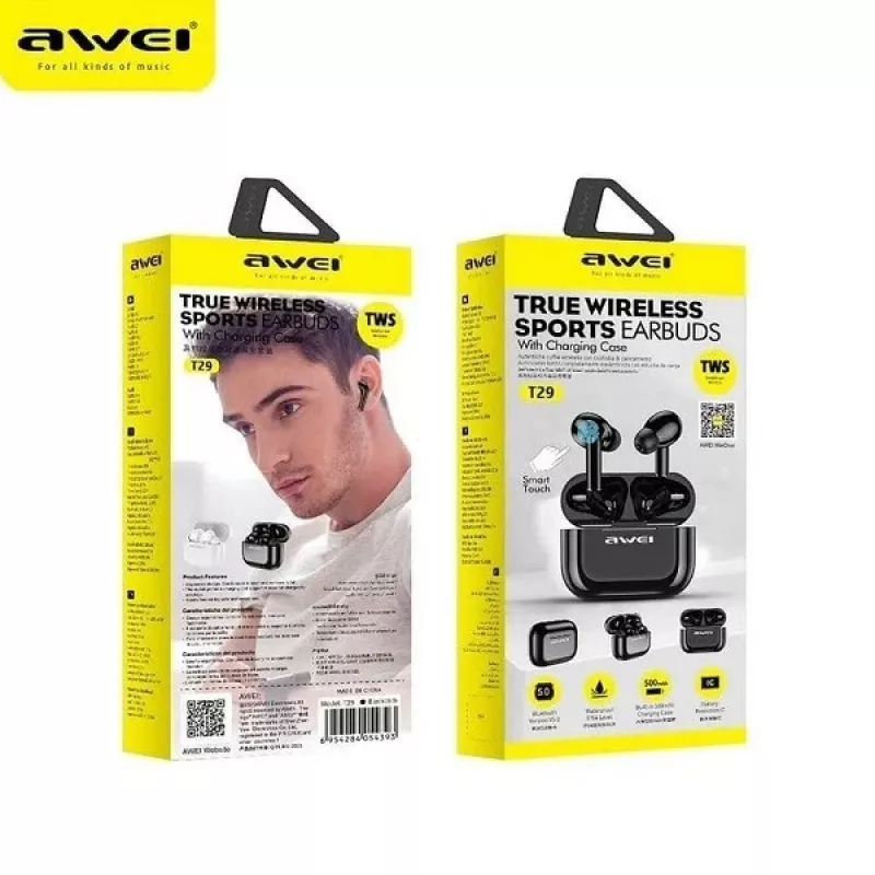 Auscultadores Bluetooth Awei T29 TWS branco