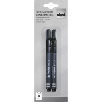 Marcador de giz/giz líquido à base de água apagável Sigel preto