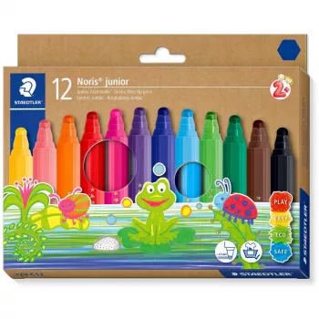 Canetas de feltro Staedtler Noris junior Jumbo – 12 unidades, pontas grossas laváveis para crianças