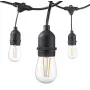 Fio de luzes de jardim LED VISIONAL com 15 casquilhos E27, 15 m de comprimento, 1 m de espaçamento, cabo preto (H05VV-F 2x0,75)