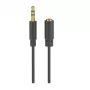 Cabo de extensão jack 3,5 mm Wentronic Goobay, preto, 5 m - ficha jack 3,5 mm (3 polos, estéreo) > conector fêmea jack 3,5 mm (3 polos, estéreo) (97122)