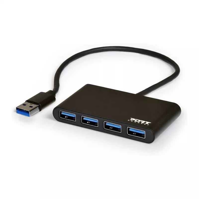 Hub USB Port Designs 900121 USB 3.2 Gen 1 Type-A 5000 Mbit/s preto