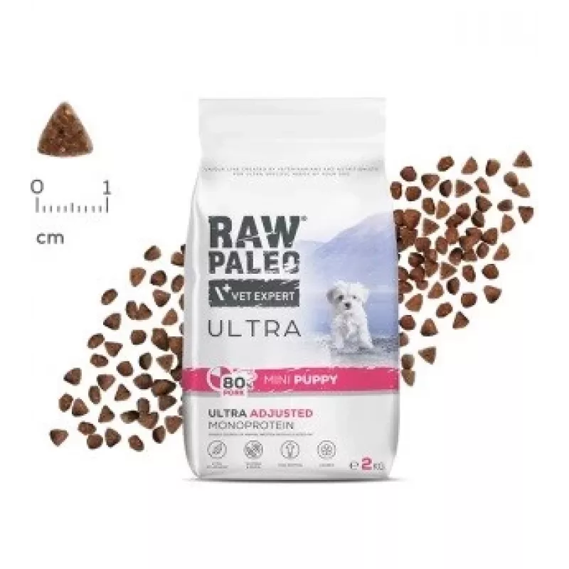 VETEXPERT RAW PALEO Ultra Mini Puppy porco, ração seca para cães, 2 kg
