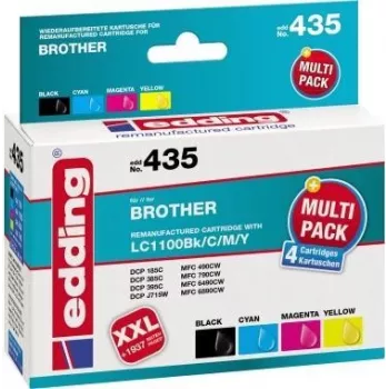 edding tinte EDD-435 preto, ciano, magenta, amarelo compatível com brother LC-1100BK/C/M