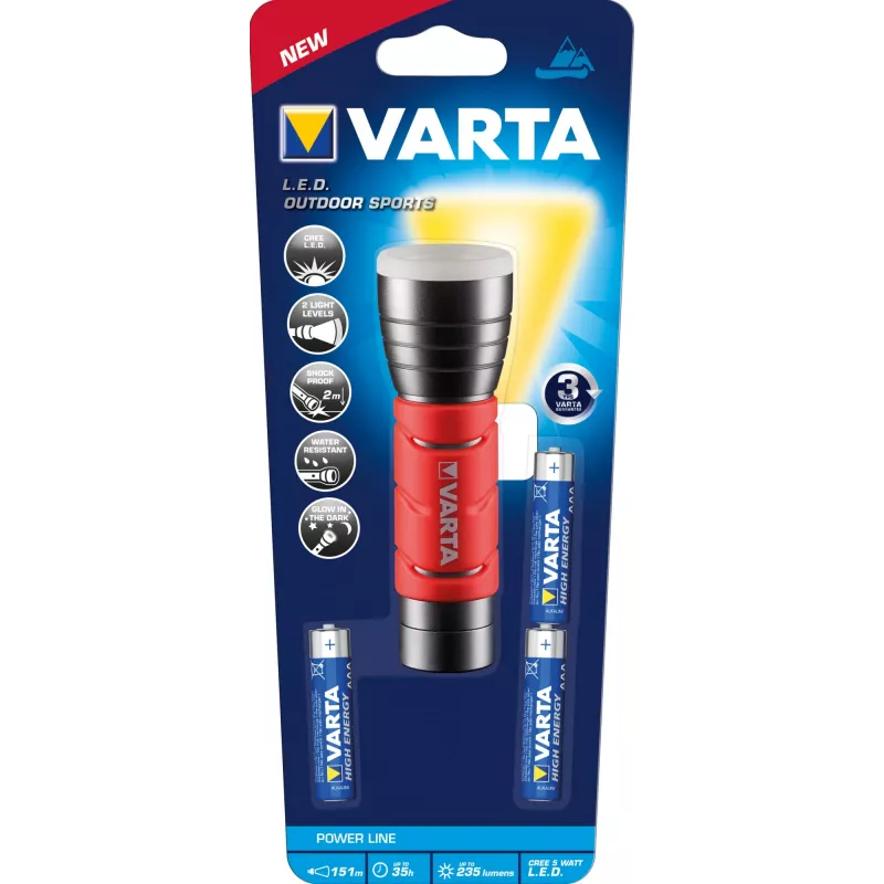 Varta 17627101421 - Lanterna - preto - vermelho - alumínio - IPX4 - LED - 1 lâmpada