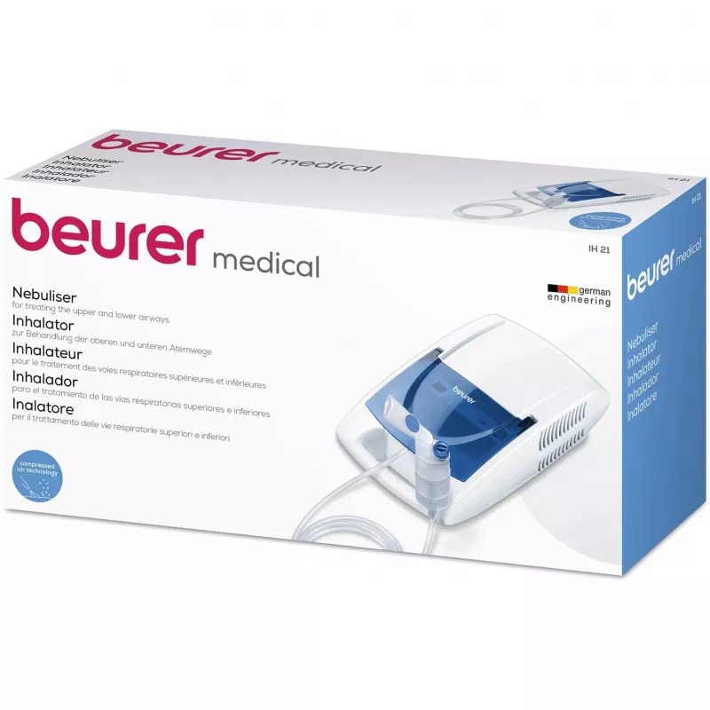 Inalador Beurer IH 21 nebulizador portátil, branco/azul