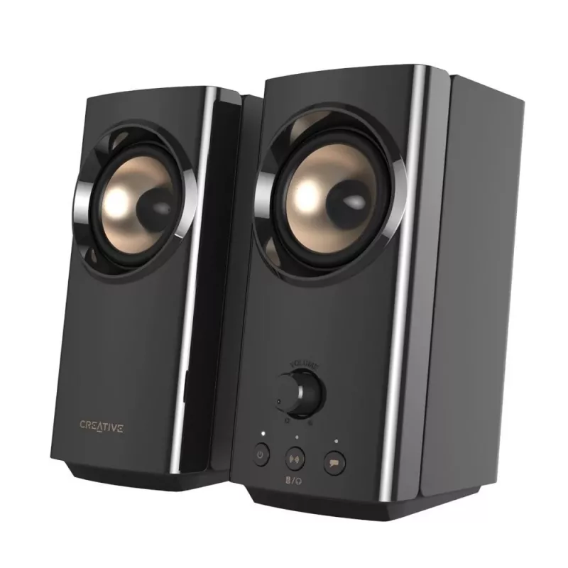 CREATIVE T60 2.0 Altifalantes compactos Hi-Fi para secretária com diálogo claro e surround através do Sound Blaster SmartComms Kit, áudio USB-C, entradas para microfone e headset B