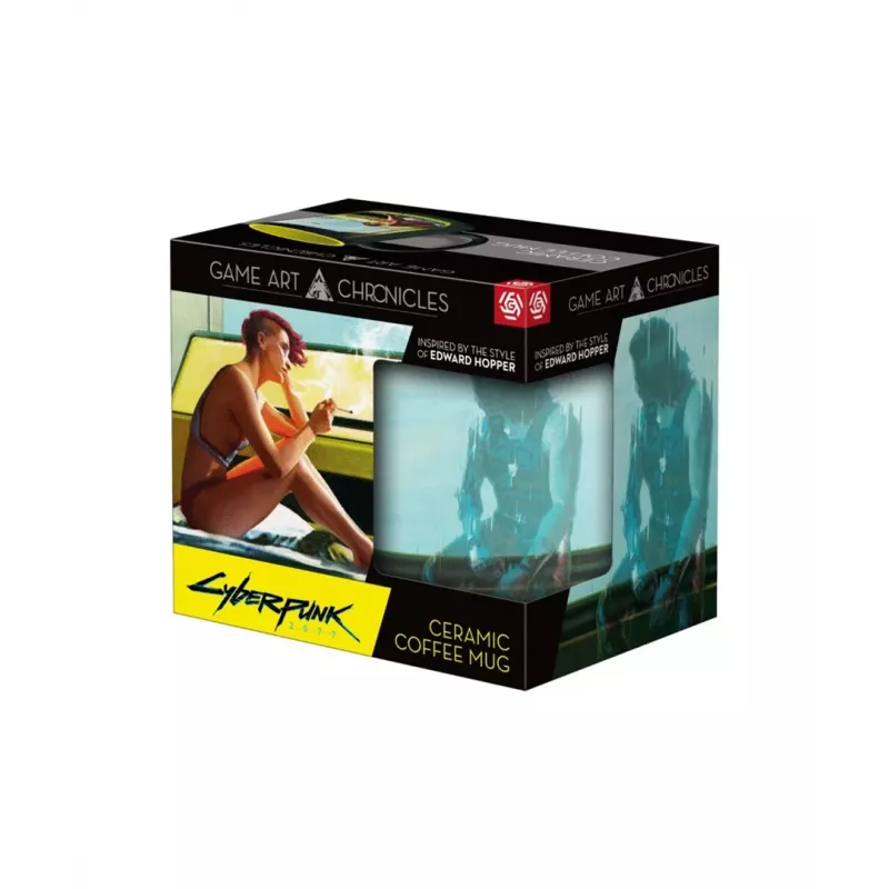 Caneca com revelação por calor Good Loot Cyberpunk 2077 Game Art Chronicles - V & Edward Hopper 450 ml preta, amarela