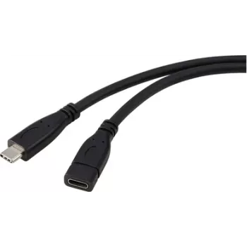 Renkforce Cabo USB USB 3.2 Gen1 ficha USB-C®, conector fêmea USB-C® 1,00 m preto RF-5720414 (RF-5720414)