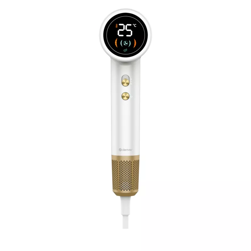 Secador de cabelo DENVER HDD-1400W, 1400 W, branco, 110–240 V, cabo 1,8 m, 25–75 °C, 70×89×280 mm