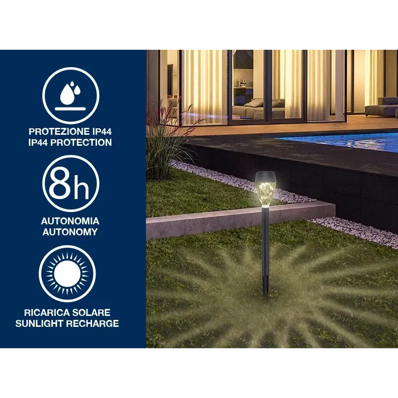 Conjunto de luzes solares para exterior Beper P207ILO050 – 5 luzes à prova de água para jardim e caminho