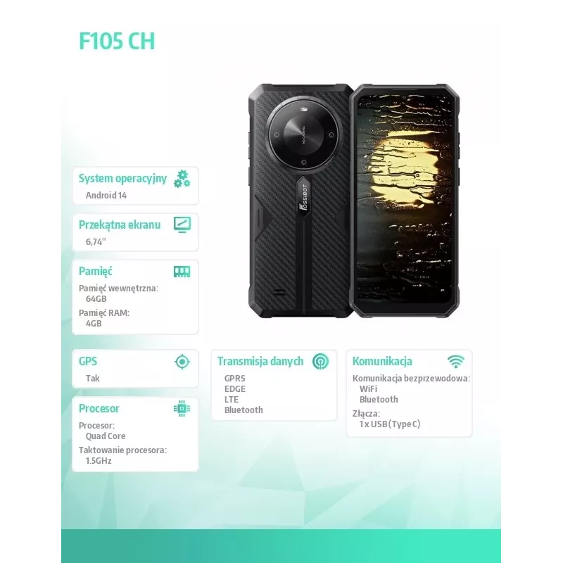 Smartphone FOSSiBOT F105 preto Ch — FOSSIBOTF105SchwarzCH