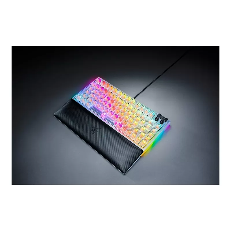 Teclado mecânico gaming hot-swappable Razer | BlackWidow V4 75% | Teclado gaming | Com fios | US | Phantom White Edition | USB Type-C | Razer Mechani