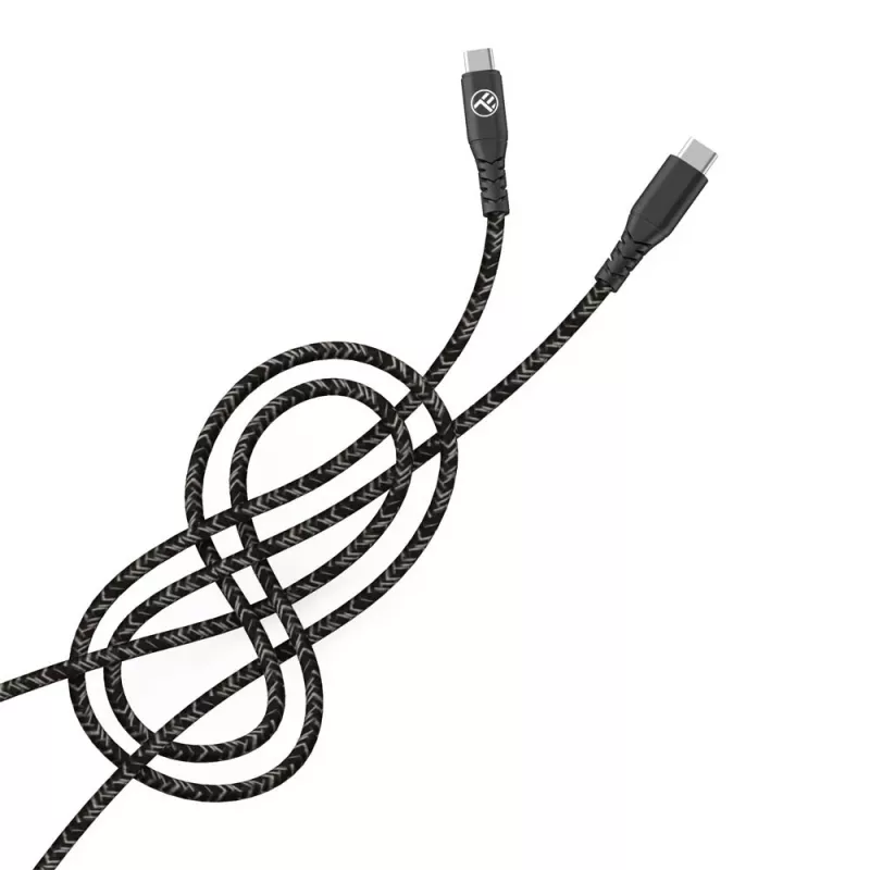 Cabo de dados USB Type-C para Type-C Tellur TLL155471, 1 m, 3 A, 60 W PD, trança de nylon, preto