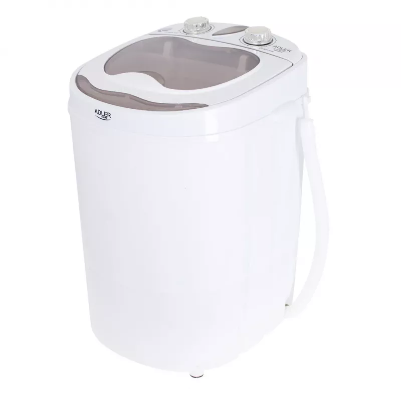 Máquina de lavar de carga superior Adler AD 8055, portátil, capacidade 3 kg, creme, botão rotativo, 150 W