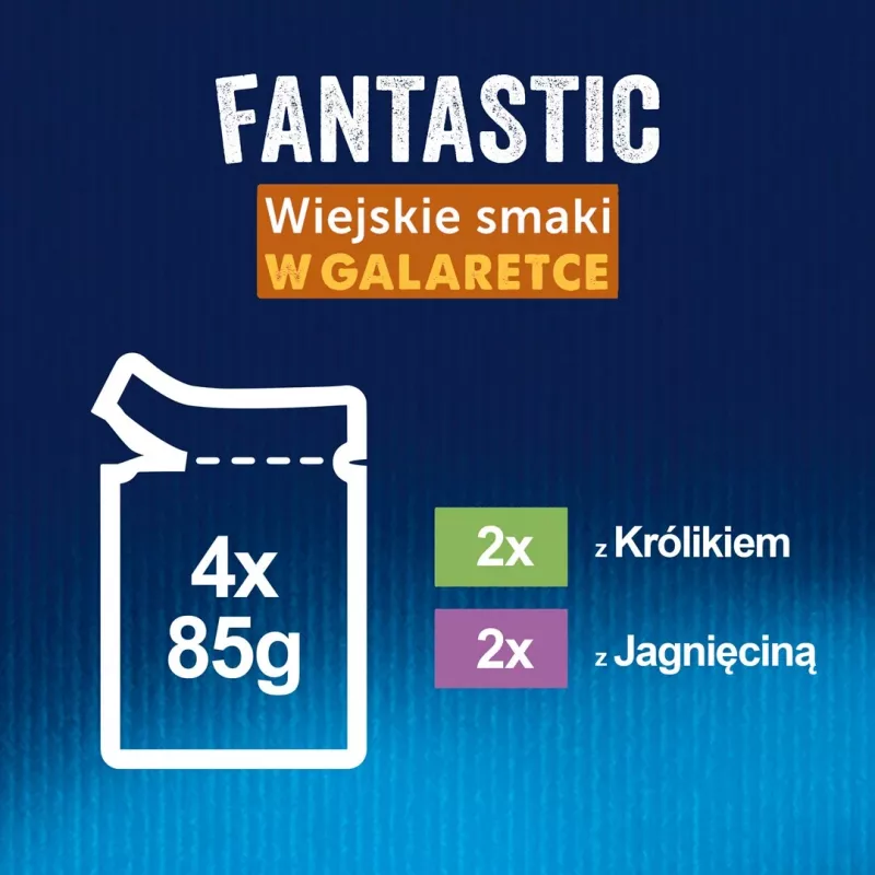 Felix Fantastic Coelho, Cordeiro - comida húmida para gatos 340 g (4x 85 g)
