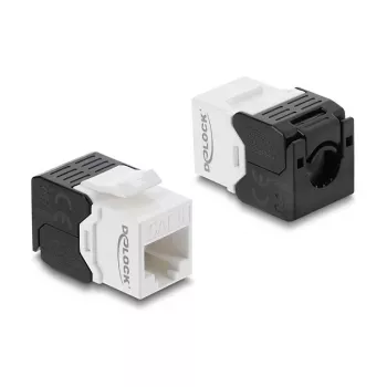 Delock 90802 Módulo Keystone RJ45 para LSA Cat.6 UTP, sem ferramentas, preto/branco