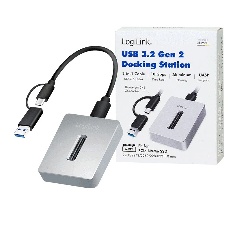 Docking station 1 porta USB 3.2, M.2 NVMe
