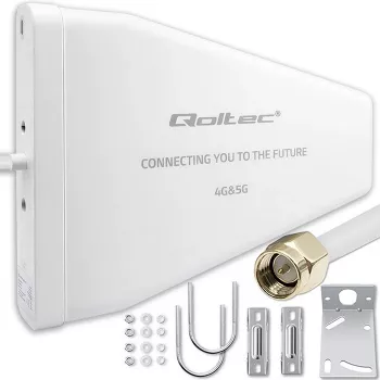 Antena 4G/5G LTE exterior QOLTEC 9 dBi, conector fêmea N, cabo de 3 m