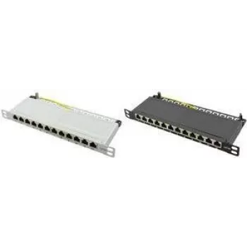 LogiLink - Patch panel - montagem em rack - RJ-45 X 12 - cinzento claro, RAL 7035 - 0,5U - 25,4 cm (10)